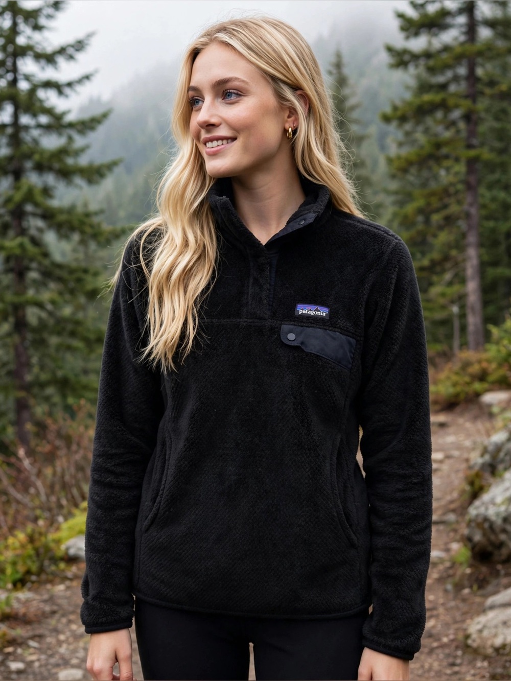 Patagonia Black Women's Fleece Snap-Neck Pullover
